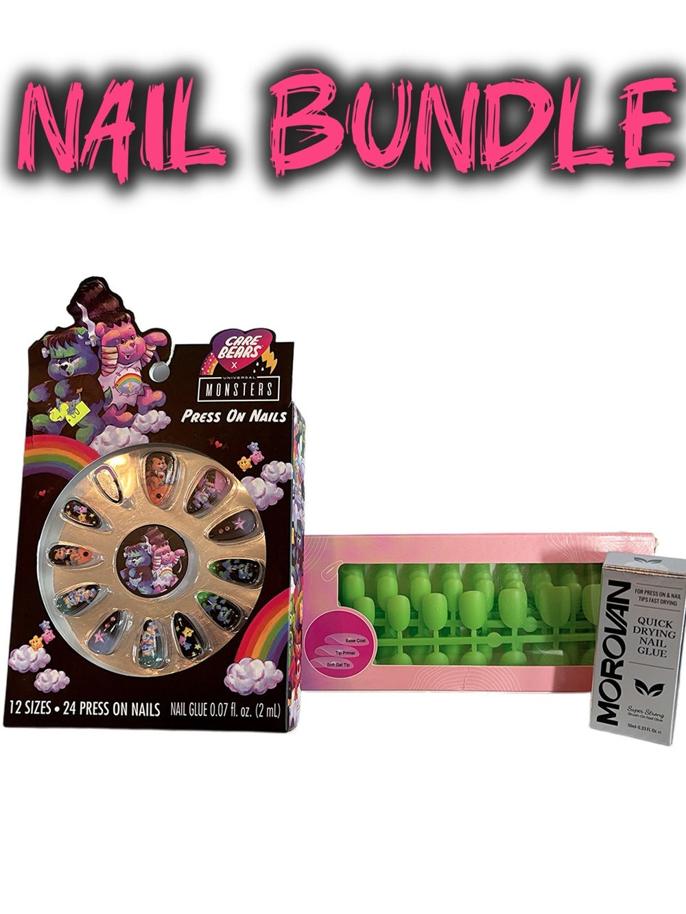 Care Bears Universal Monsters Beauty Press-On Nails Bundle with Glue